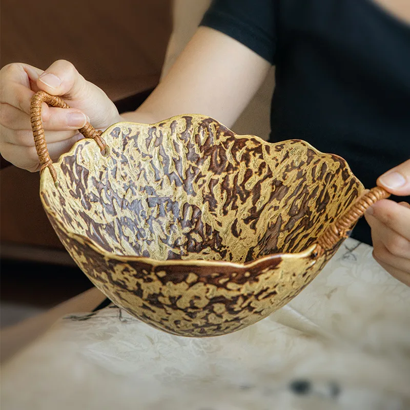 手作粗陶异形深碗
