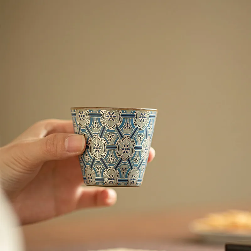 青花汝窑开片品茗杯