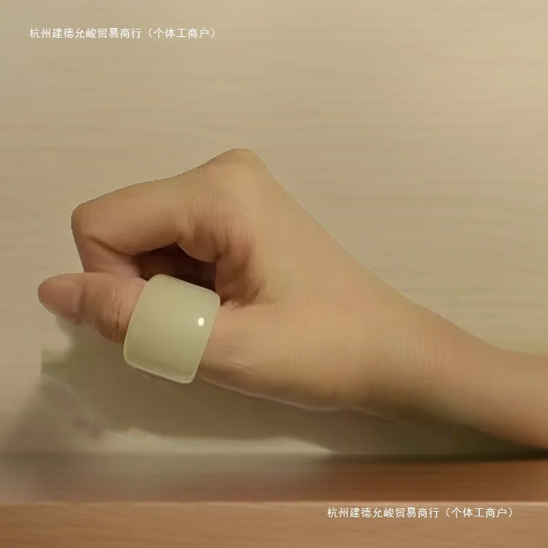 和田玉白玉素圈扳指