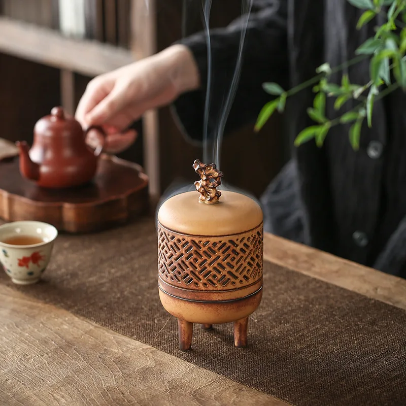 陶瓷镂空香炉 茶道禅意礼盒