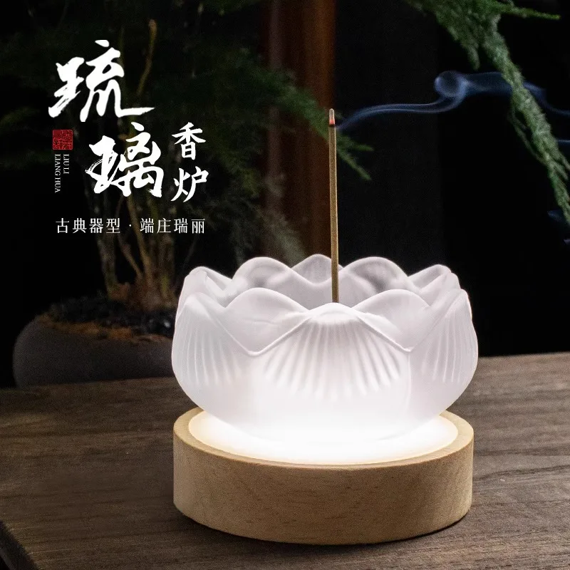 水晶琉璃莲花香插