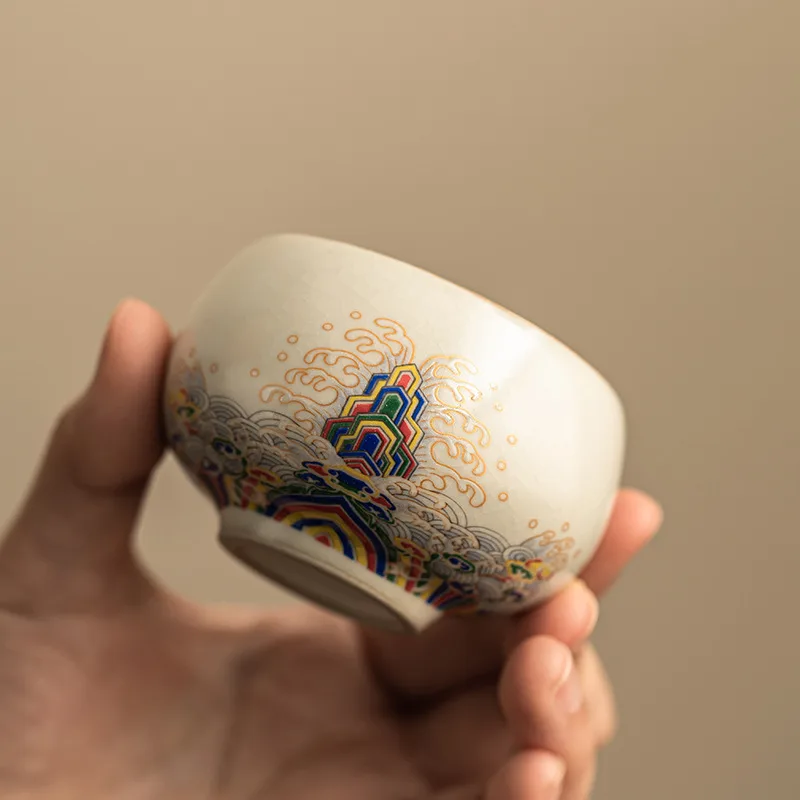 汝窑冰裂釉陶瓷茶杯