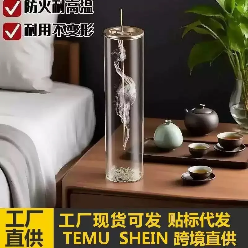玻璃倒挂香炉 附金属香夹