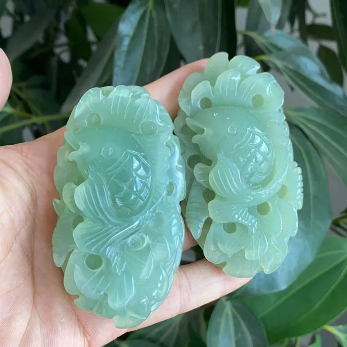 岫玉鱼牌葫芦手把件