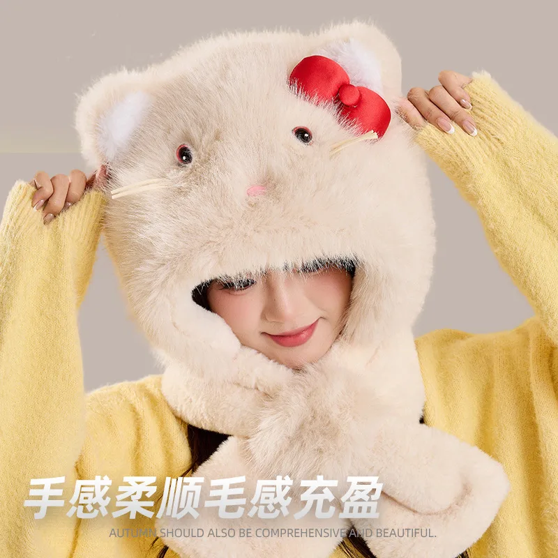 女士冬季帽子围巾套装