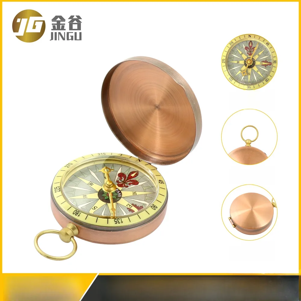 古铜色翻盖指南针怀表