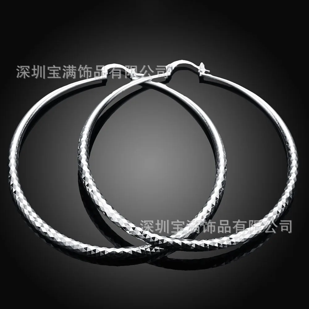 925银镀大圆环耳环两件套